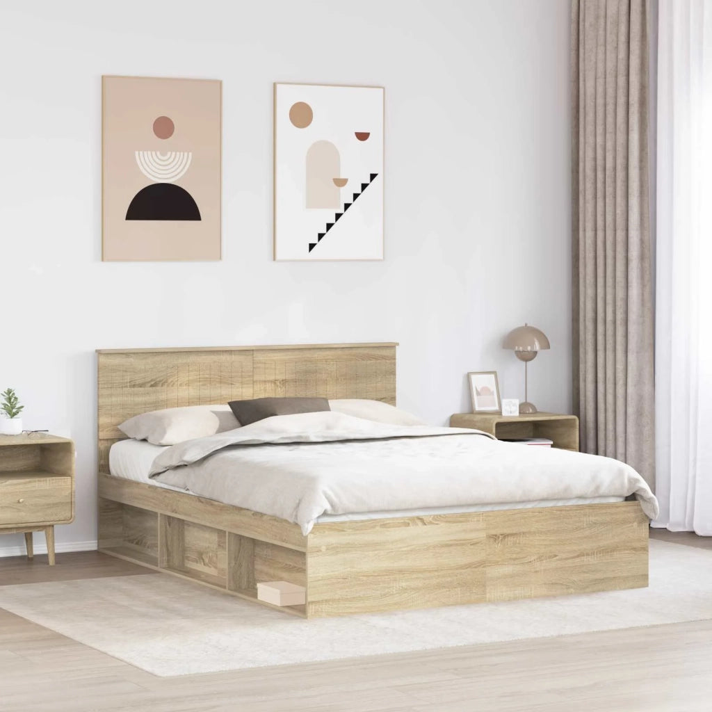 Struttura del letto Rovere Sonoma 150 x 200 cm Pino massello