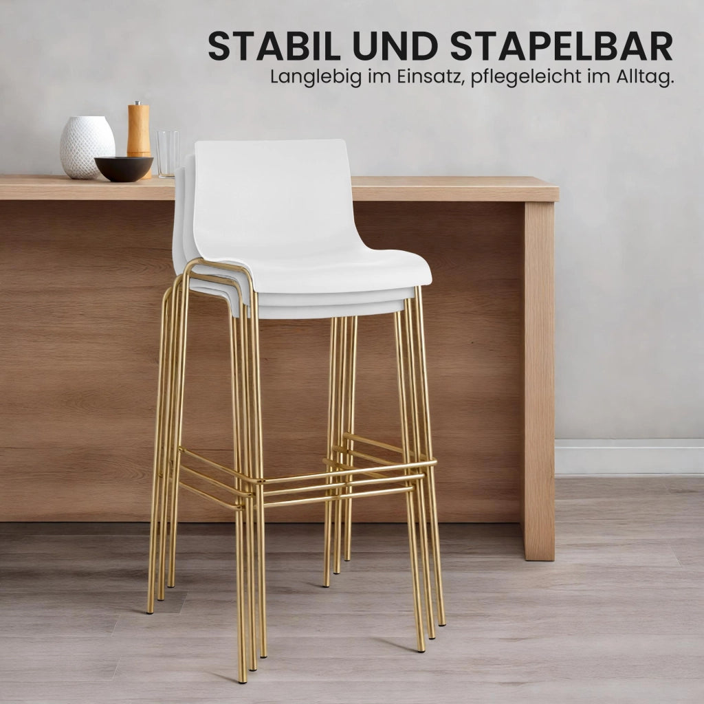 Set di 2 sgabelli da bar Hoover in plastica da 4 piedi color oro 1