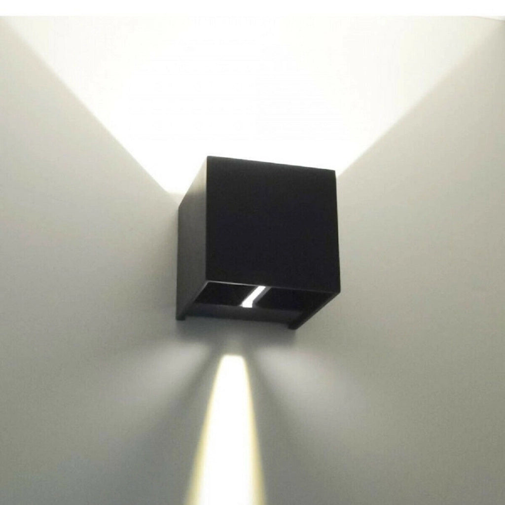 APPLIQUE NERO CUBO LED 10W FARETTO LAMPADA PARETE MURO LUCE FREDDO 6000K