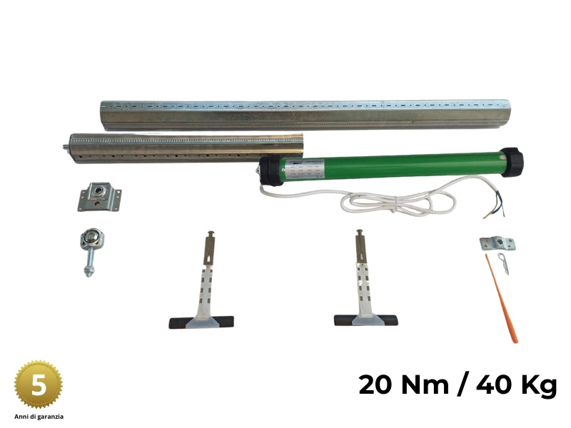 Kit motore tapparelle 40 kg 20 Nm Rullo da 220 cm a 255 cm Completo con Molle di Sicurezza