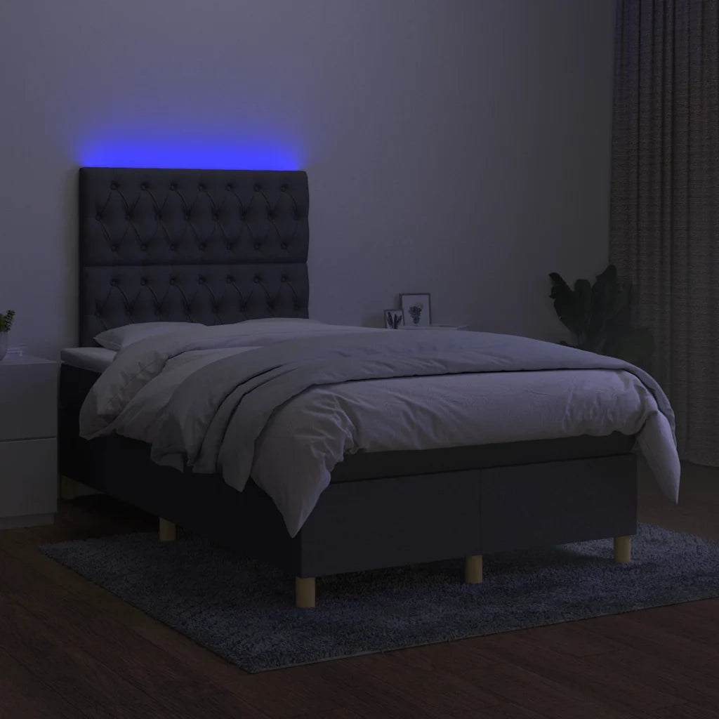 Letto a Molle Materasso e LED Grigio Scuro 120x190cm in Tessuto 3270268