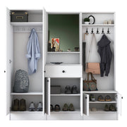 Manzano, Mobile da Ingresso Specchio Incluso, 179x37x183h cm Bianco