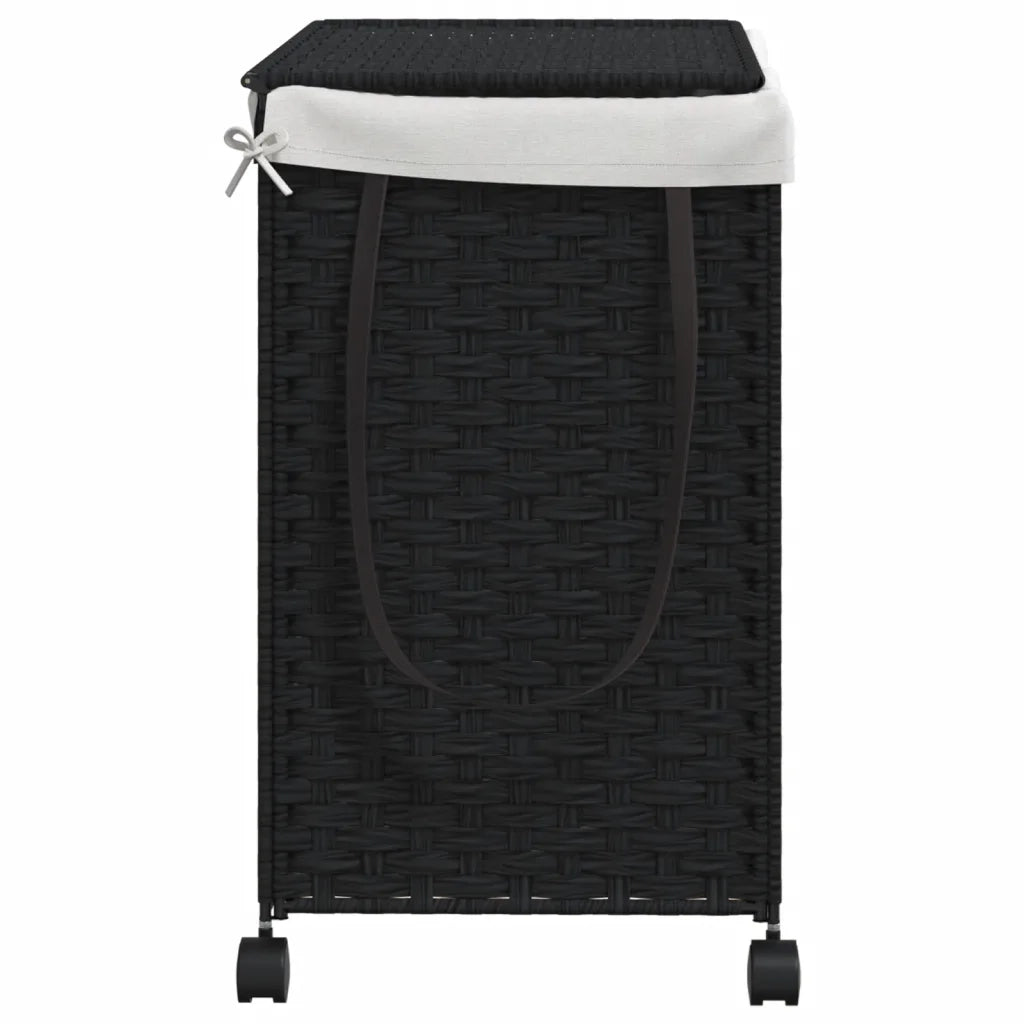 Cesto Portabiancheria con Ruote Nero 60x35x60,5 cm Rattan CFW5846476
