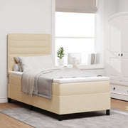 Letto a Molle con Materasso Beige Singolo Tessuto