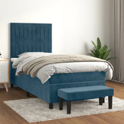 Giroletto a Molle con Materasso Blu Scuro 100x200 cm in Velluto 3137951