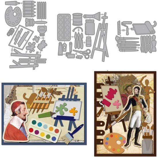 Set di pittura per creare carte - Strumenti artistici - Matrici per tagliare - Tavole di disegno - Stampa metallica in acciaio di carbonio