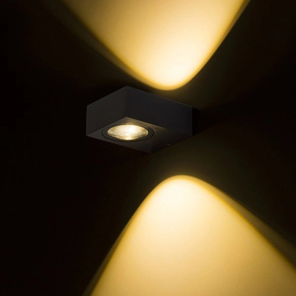 Faretto applique KORSO II da parete nero anodizzato 230V LED 2x3W 120°IP54 3000K