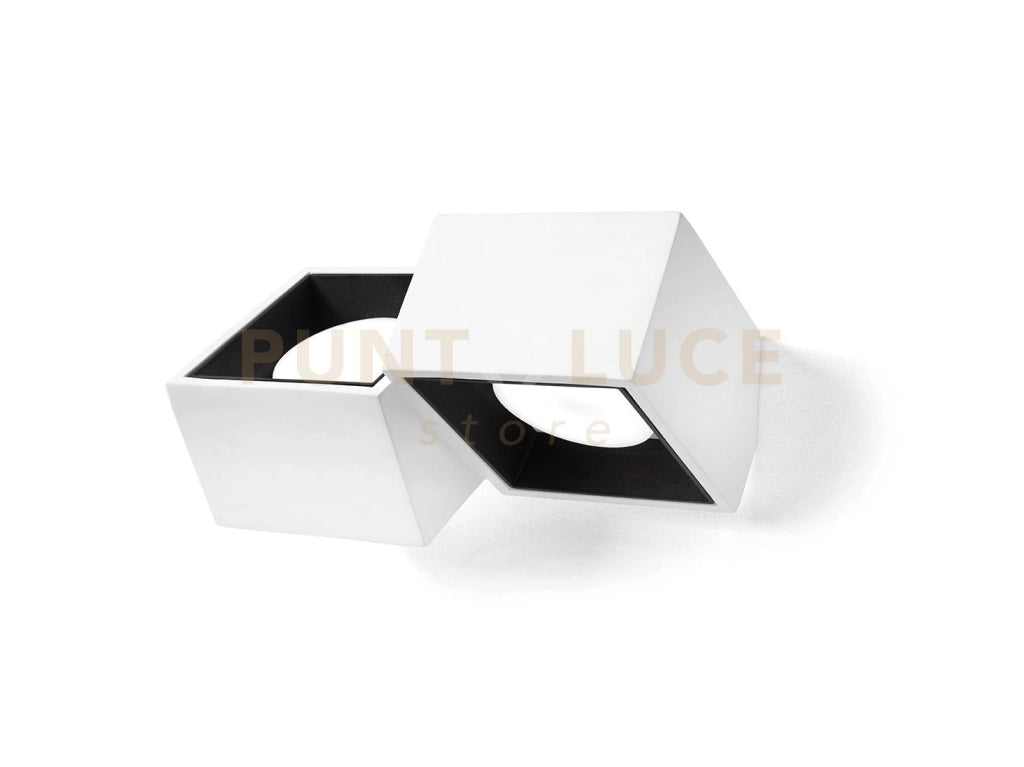NASSO applique a Parete 2 Luci attacco GX53 Biemissiva Quadrata Nero in gesso e alluminio
