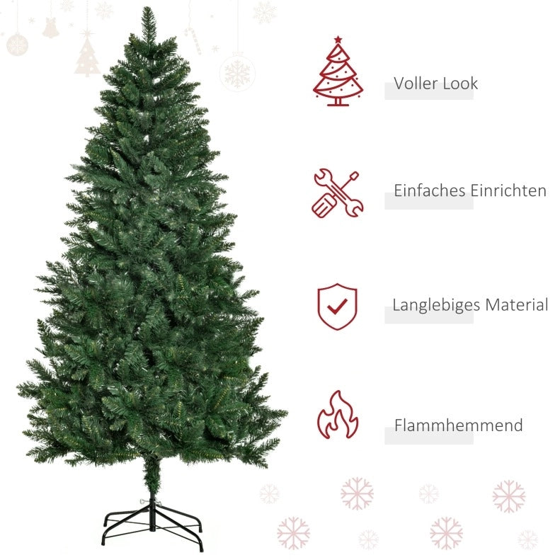 Albero di Natale artificiale ULEVR 180 cm con 724 rami e base in acciaio, verde
