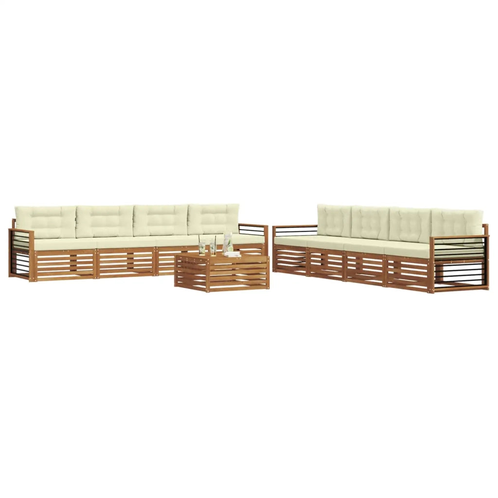 Set di divani da esterno con cuscino 9 pcs Naturale e Crema 3373230