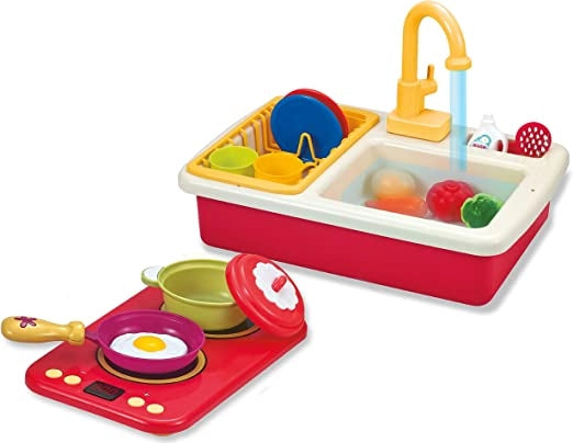 Teorema 67305 - Set Cucina con Lavello funzionante, Utensili da Cucina, Cibo Realistico, effetti luminosi e sonori