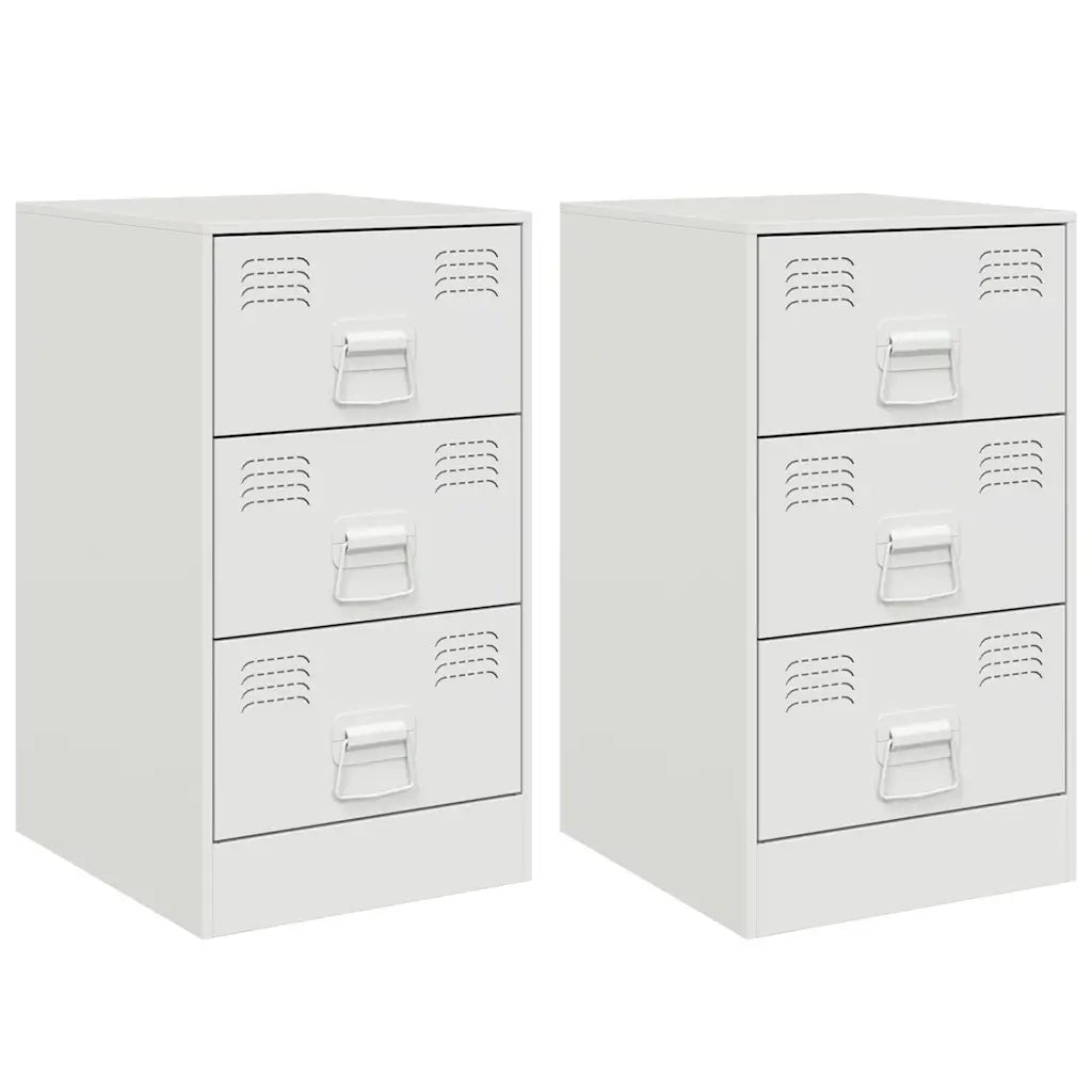 Comodini 2 pz Bianchi 34,5x39x62 cm in Acciaio 841786