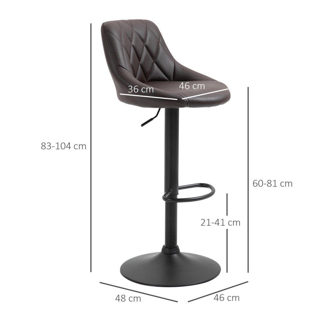Sgabello da Bar Regolabile con Schienale e Poggiapiedi ¨C Zephmum ¨C Similpelle e Metallo, Marrone e Nero, 46x48x83-104 cm