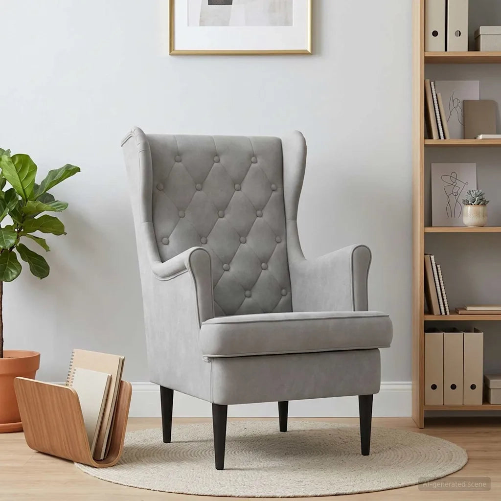 Poltrona-Divano Sedia-Poltroncina Grigio Chiaro Velluto 165436