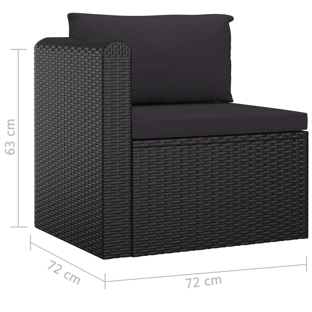 Mobili da giardino mobili da esterno Set di mobili da 9 pezzi con cuscini in resina intrecciata nera 02_0018153