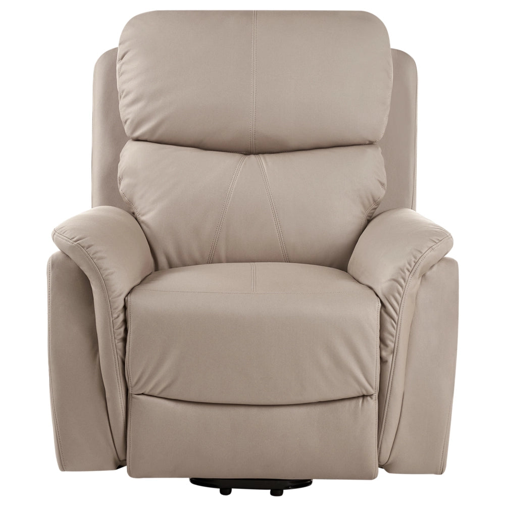 Poltrona elettrica riscaldabile reclinabile con funzione massaggio in ecopelle Taupe regolabile per il soggiorno moderno