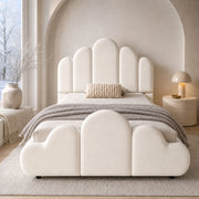 LETTO Singolo 90x200 cm in Velluto Beige con Testiera Imbottita