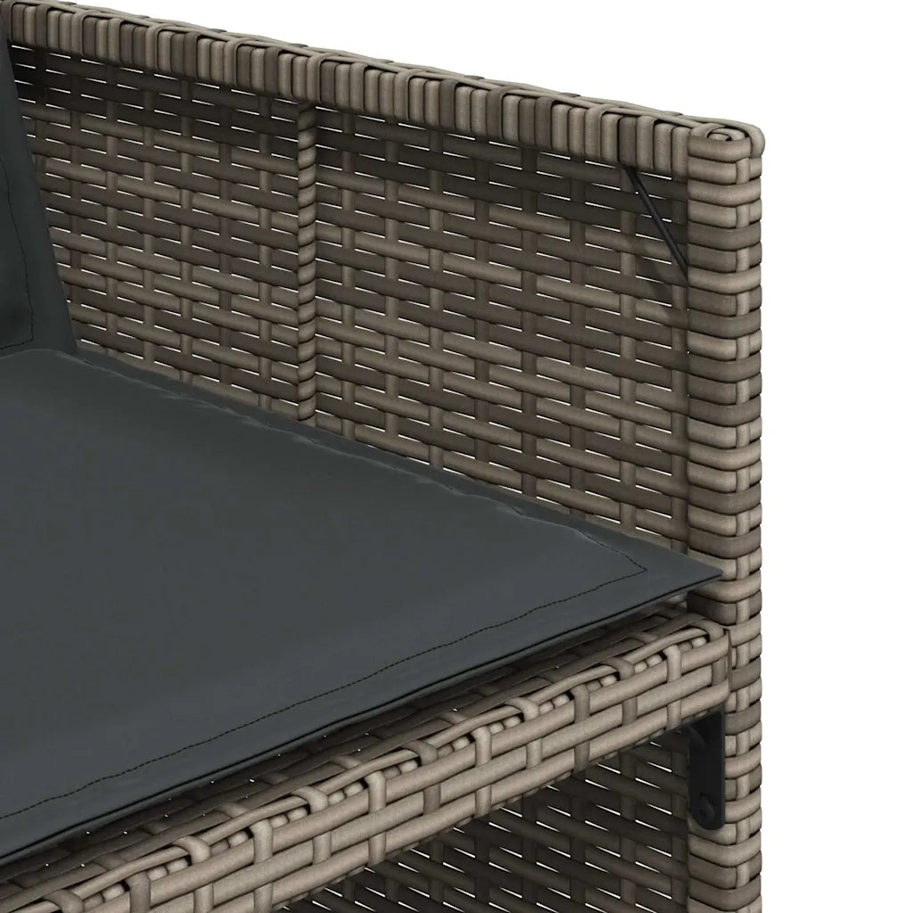 Set da Pranzo da Giardino 17pz con Cuscini Grigio in Polyrattan 3277837