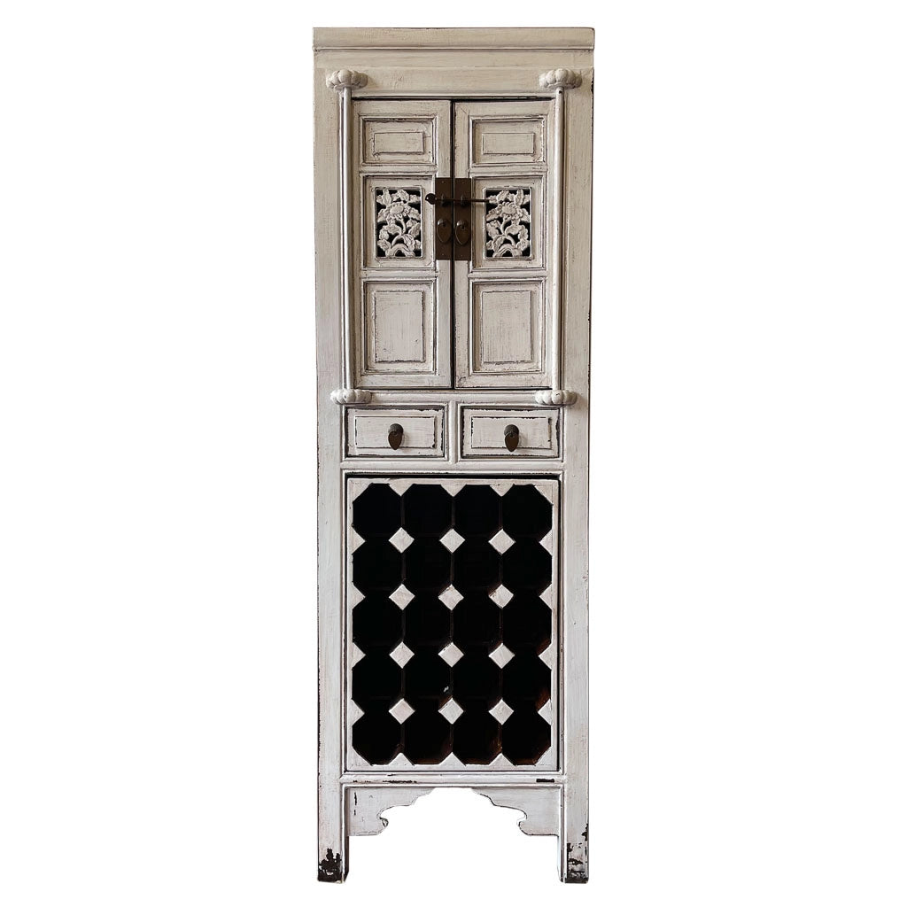 Mobile portabottiglie vino in legno bianco 55x45x170h