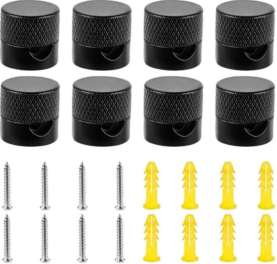 8 punte per penna per cavo tessile - apenscambio con viti e bulloni - sostegno per cavo di installazione per lampada DIY (nero) .