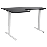 Scrivania elettrica regolabile a forma di L 160 x 59 cm Piano bianco e nero lato sinistro stile moderno
