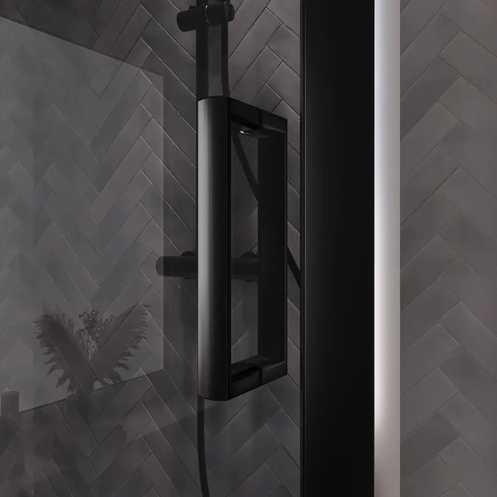Box doccia 70x140 cm scorrevole vetro 6mm fumé profili nero opaco | Lipari