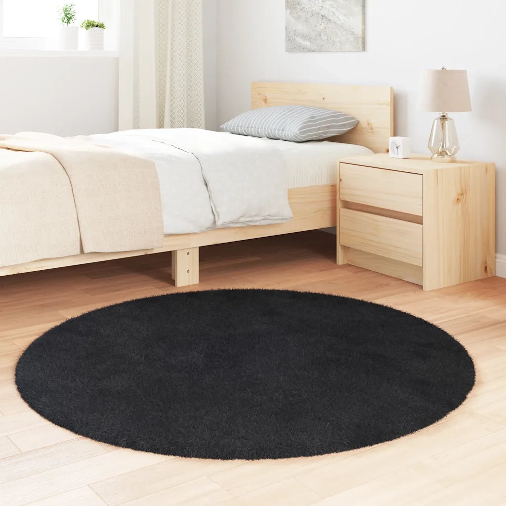vidaXL Tappeto Shaggy a Pelo Lungo NAVARRA Nero 120x120 cm poliestere