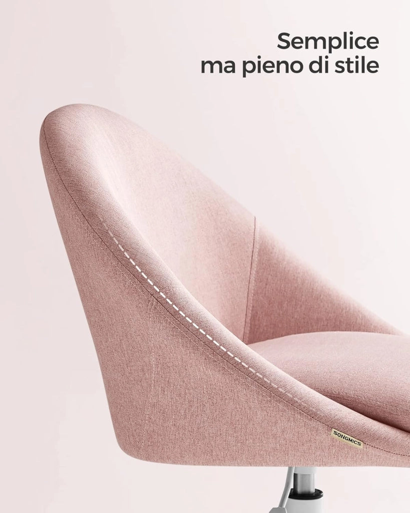 SONGMICS Sedie da Studio in Casa, Set di 2, Sedie Girevoli, Sedie da Scrivania Imbottitura in Gommapiuma Regolabile in Altezza, Studio, Camera da Letto, Rosa OBG920P01