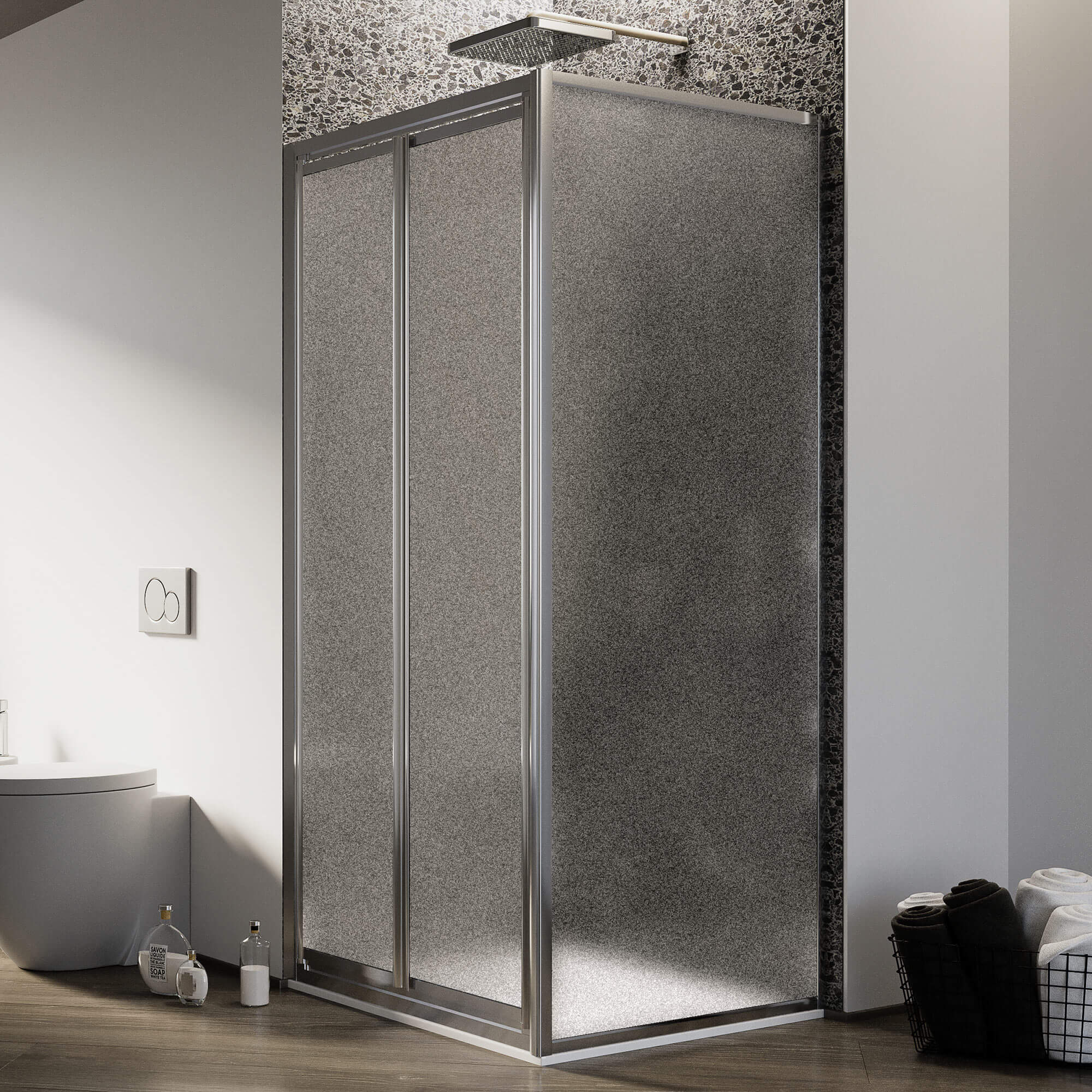 Box Doccia Angolare 80x70 cm 2 Ante Battenti in Cristallo Opaco 4-6mm H185 Fosterberg Skagen Duo