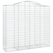 Gabbione recinto a gabbia muro di contenimento ad arco 200 x 50 x 180/200 cm ferro zincato argento 02_0040031