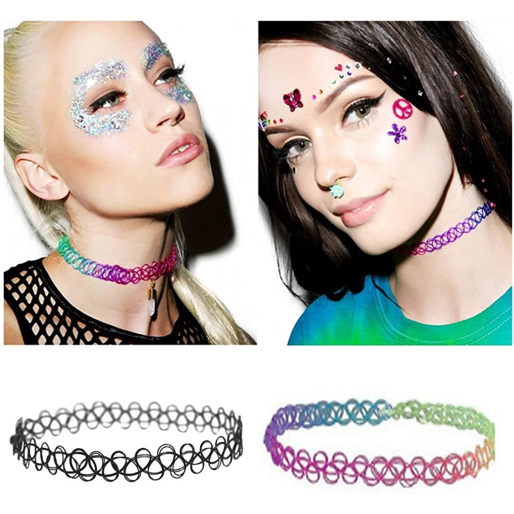 Trade Shop - Collane Collana Girocollo Gomma Stretch Moda Gotico Elastico Effetto Tatoo Hype -