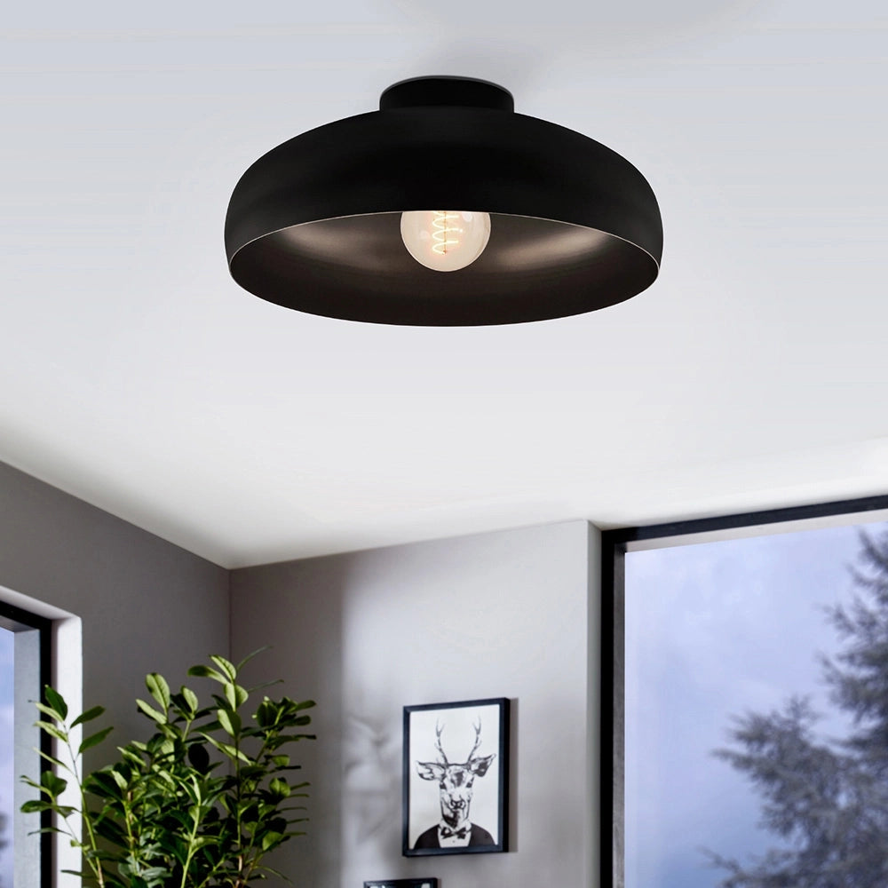 Plafoniera Contemporanea Mogano 1 Luce Acciaio Nero