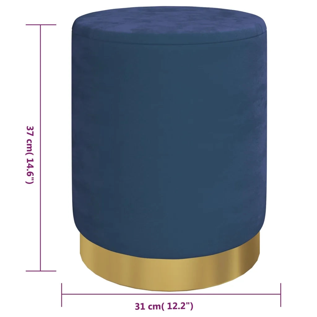 vidaXL Sgabello Rotondo con Contenitore Azzurro in Velluto 31 x 37 cm