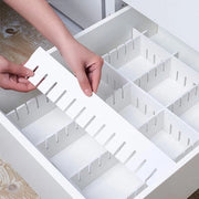 12 pacchi di separatori per cassetti in PVC, 43 x 7 cm, separatori in PVC resistenti, organizzatore regolabile per abbigliamento, calze, cassetti, scrivania, bagno, ufficio, bianchi