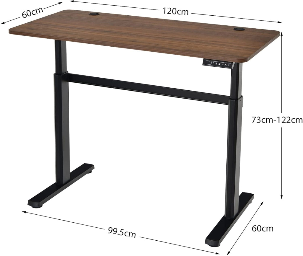 Scrivania Elettrica Regolabile in Altezza, Scrivania con Controllo Porta di Ricarica USB, Scrivania in Piedi, Scrivania per Computer, 59,5x99x71,5-121,5 cm, Marrone