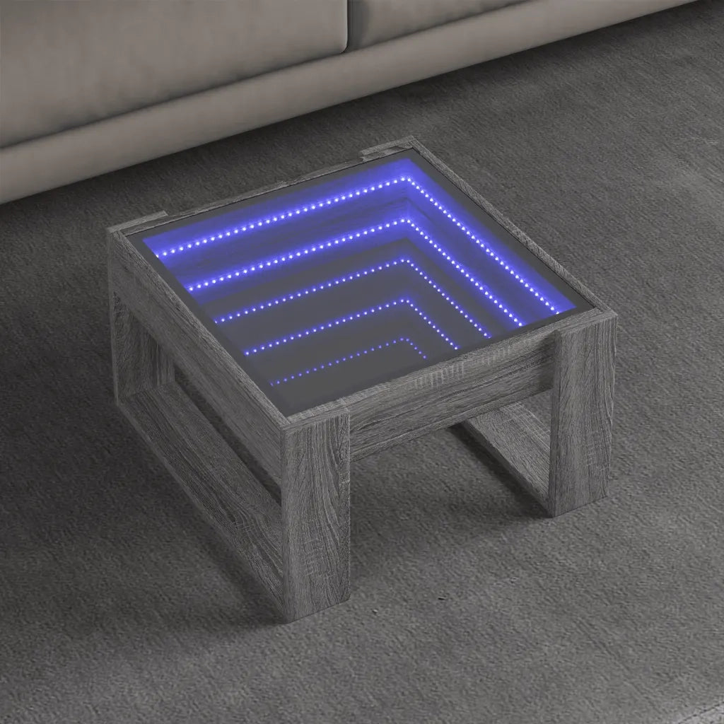 Tavolino da Salotto con LED Infinity Grigio Sonoma 50x53x30 cm 847628