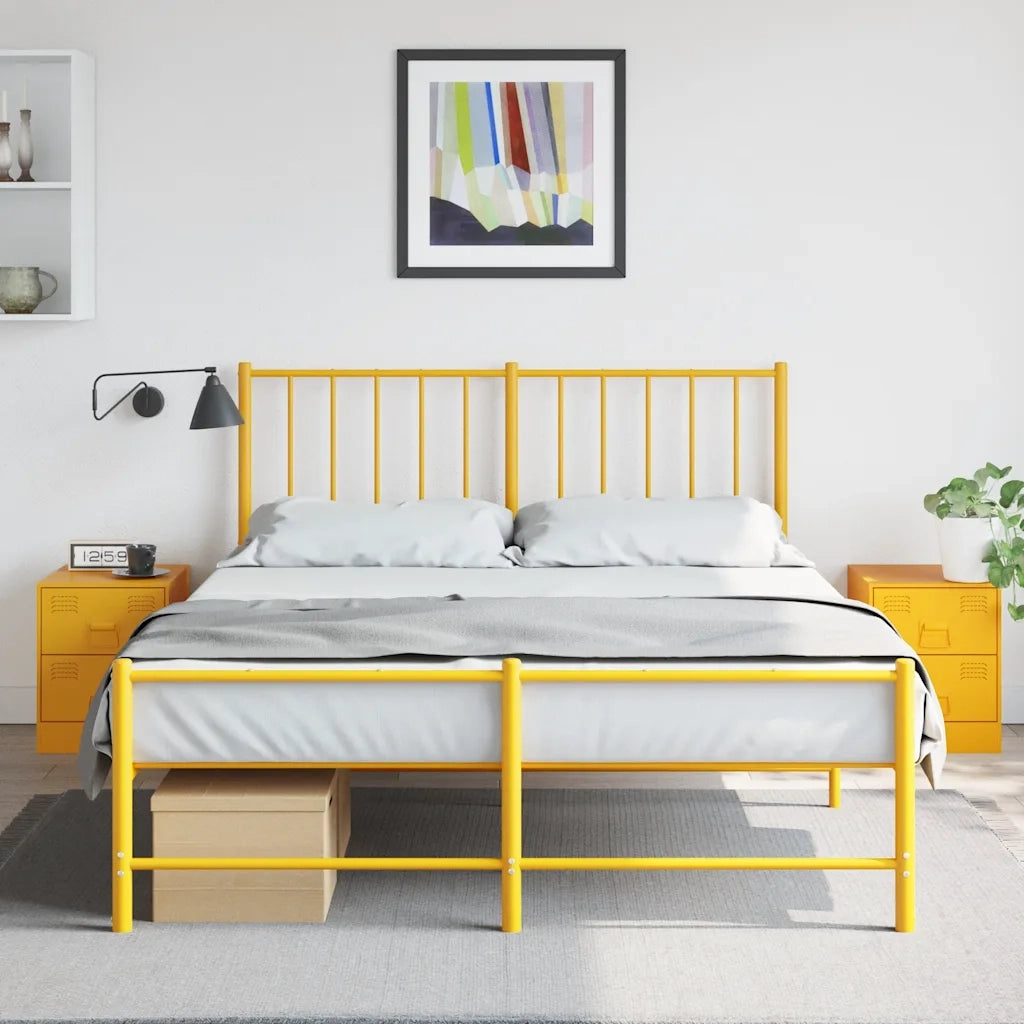 Comodini 2 pz-Set di 2 Tavolino da notte Giallo 34,5x39x44 cm in Acciaio