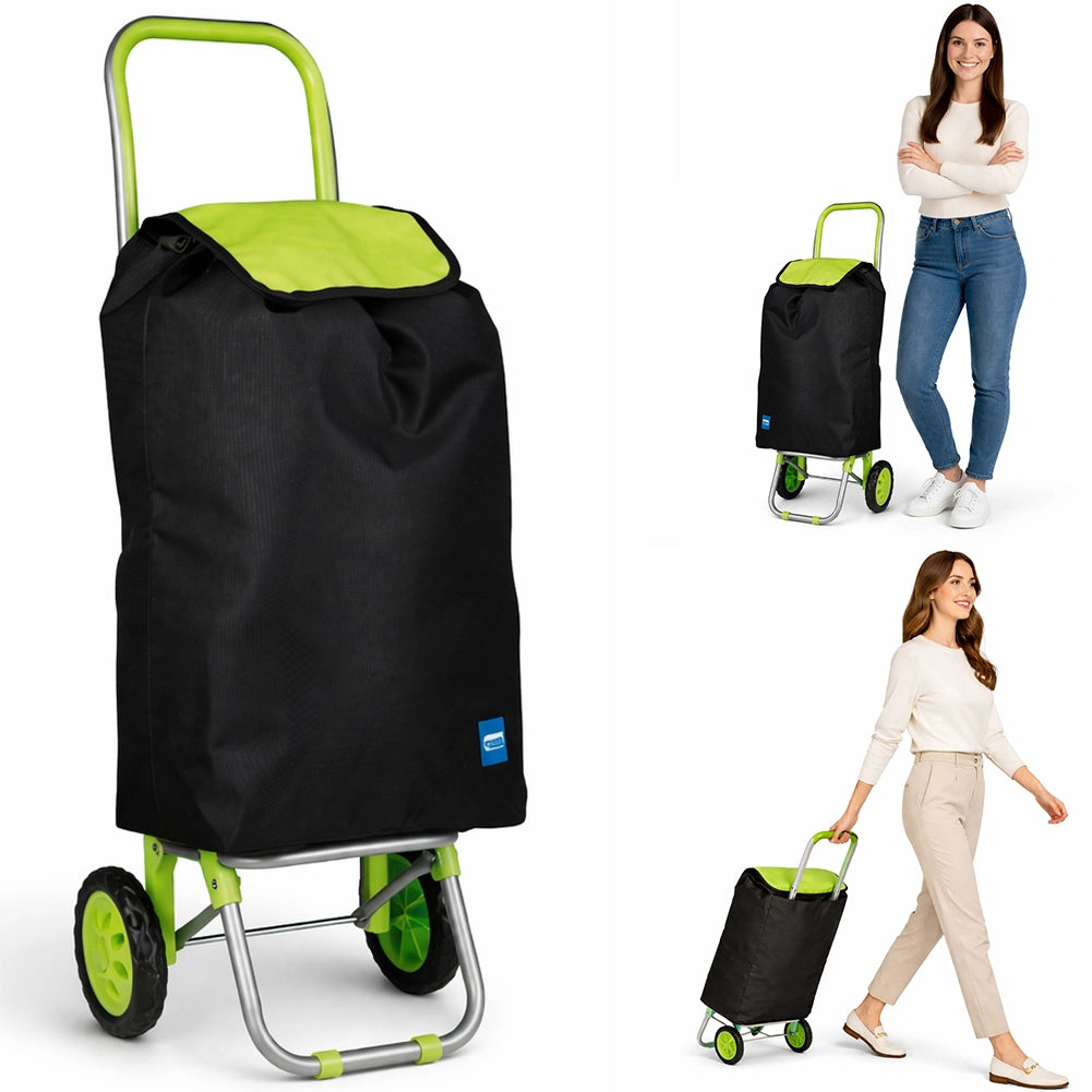 Carrello per la Spesa Poseidon Trolley con Rivestimento Termico 36x30x90 cm e Ruote Verde