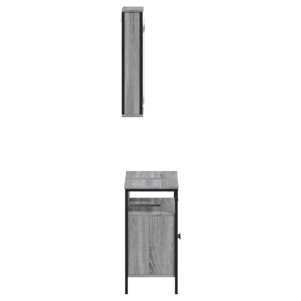 Set Mobili da Bagno | Armadio da bagno 2 pz Grigio Sonoma in Legno Multistrato