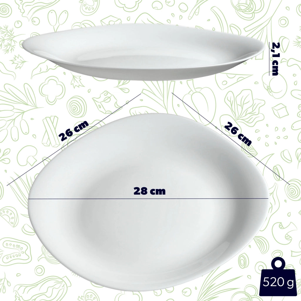 Set di stoviglie KADAX composto da 6 piatti, colore bianco.