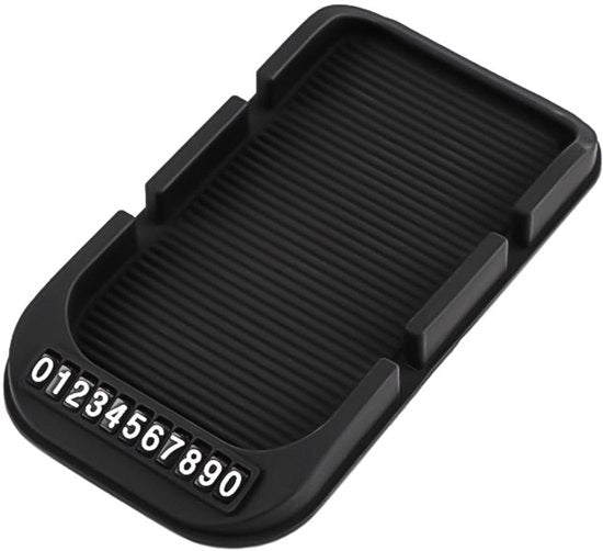 Pavimento Antiscivolo 3-in-1 - Mattoncino per Console - Organizzatore per Telefono - Pavimento Antiscivolo - Nero - PVC 20x11 cm - Mattoncino per Console