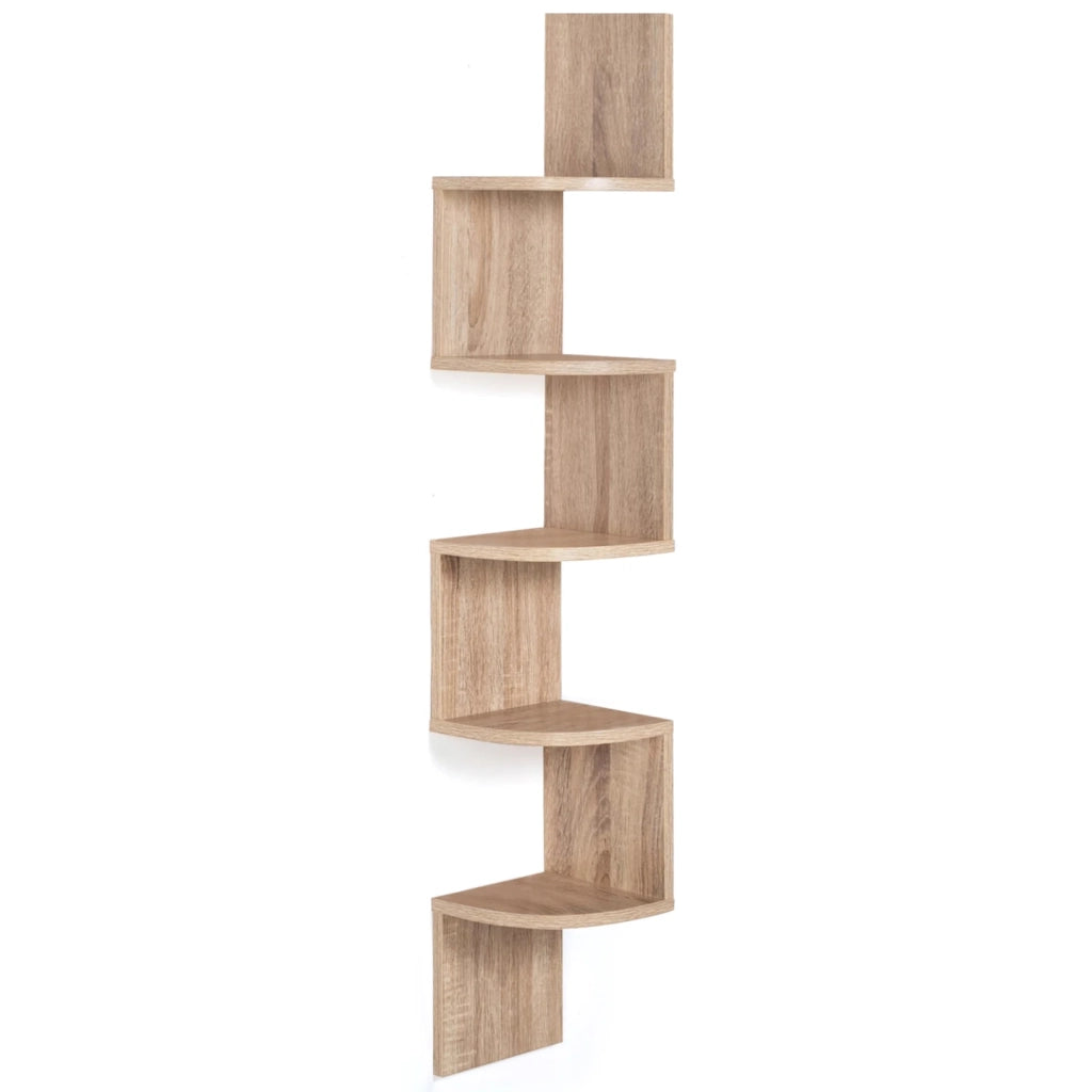 IDMarket - Scaffale a muro angolare a 5 livelli ISA in design faggio