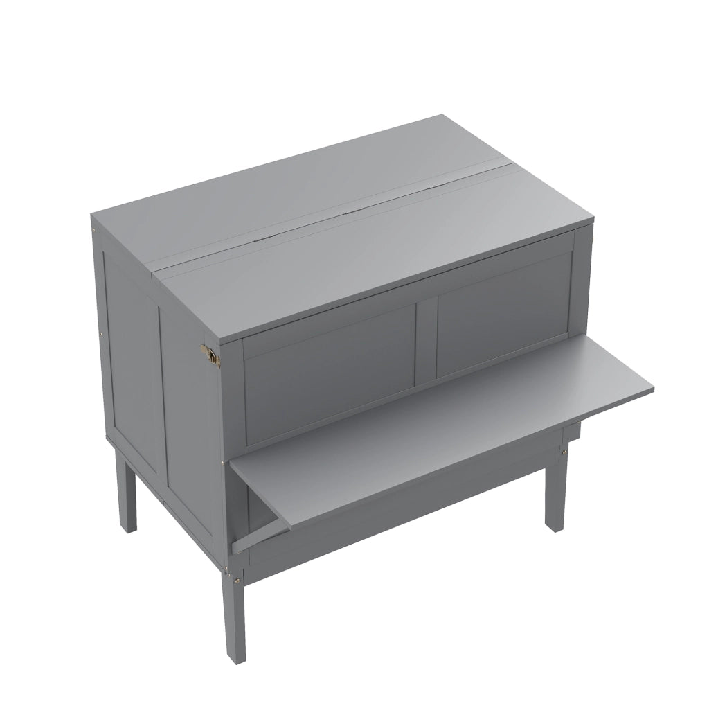 Letto a scomparsa verticale 90x200 cm grigio; struttura salvaspazio in legno