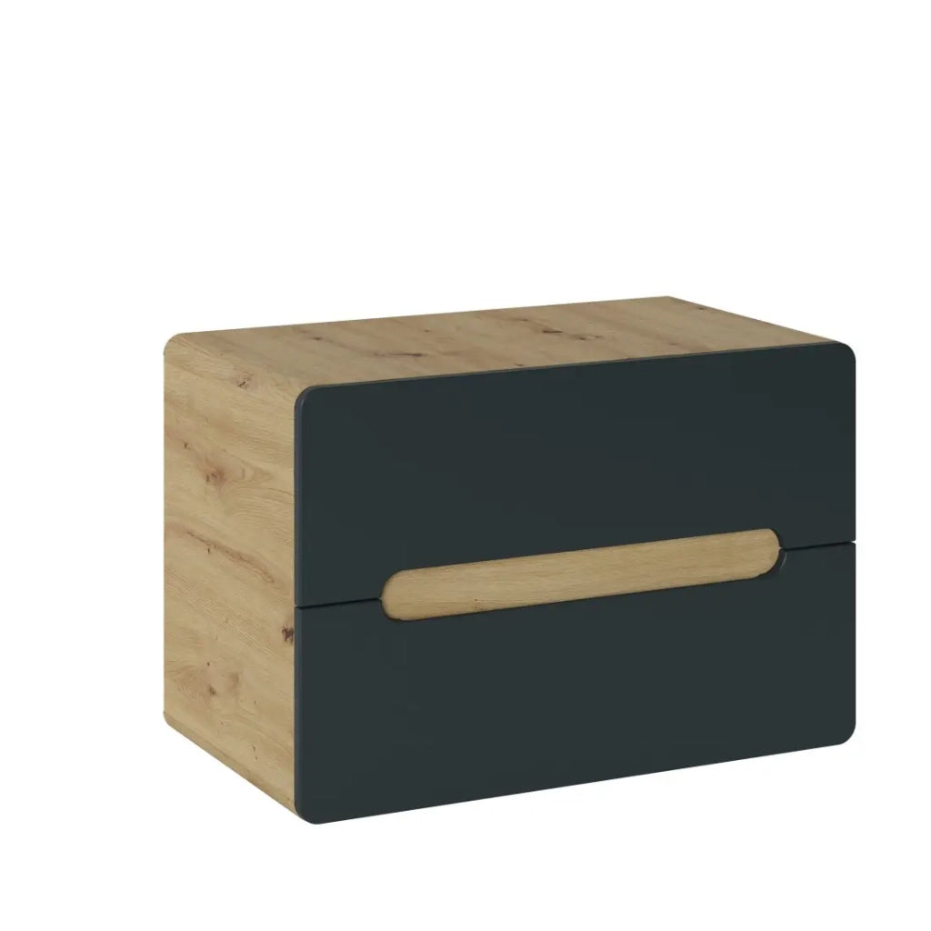 Mobile sottolavabo ERBANO – 2 cassetti – 80 cm – Rovere chiaro e grigio antracite – Design sospeso
