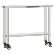 Tavolo da Lavoro Cucina con Ruote 110x30x85 cm in Acciaio Inox CFW7892794