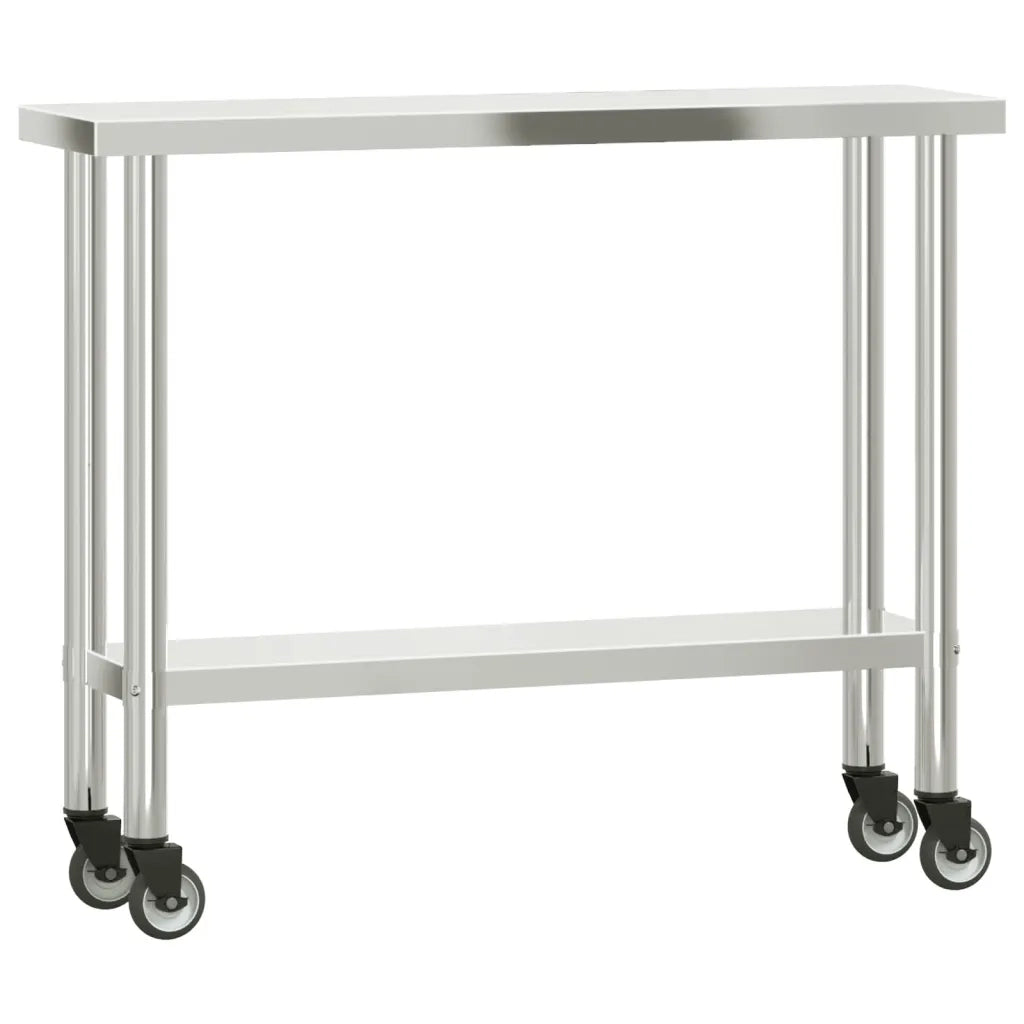 Tavolo da Lavoro Cucina con Ruote 110x30x85 cm in Acciaio Inox CFW7892794