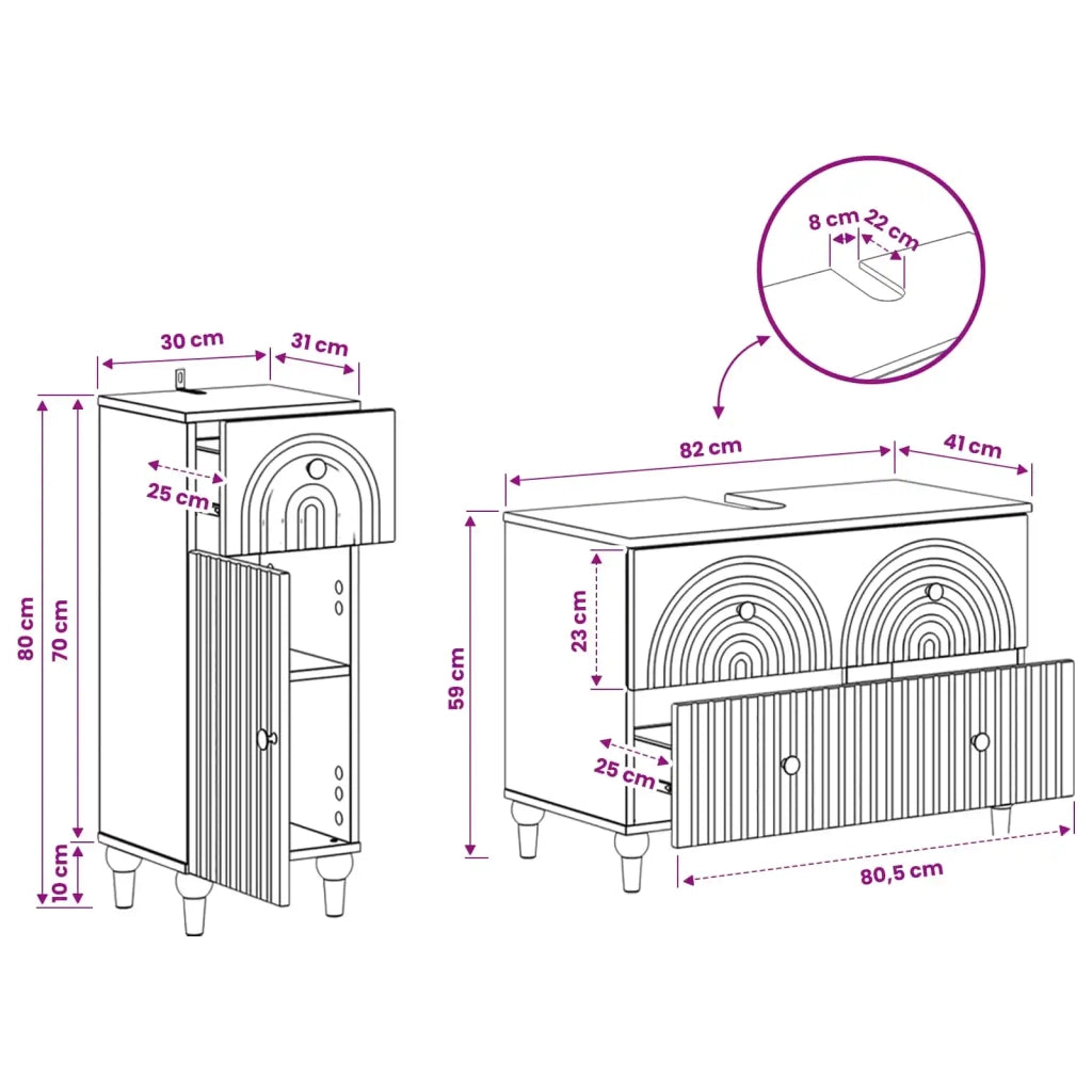 Set di Armadi da Bagno da 2 Pezzi ALKMAAR Nero 3417667