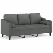 Divano | Divano da soggiorno | Sofa a 3 Posti con Cuscini Grigio Scuro 180 cm in Tessuto