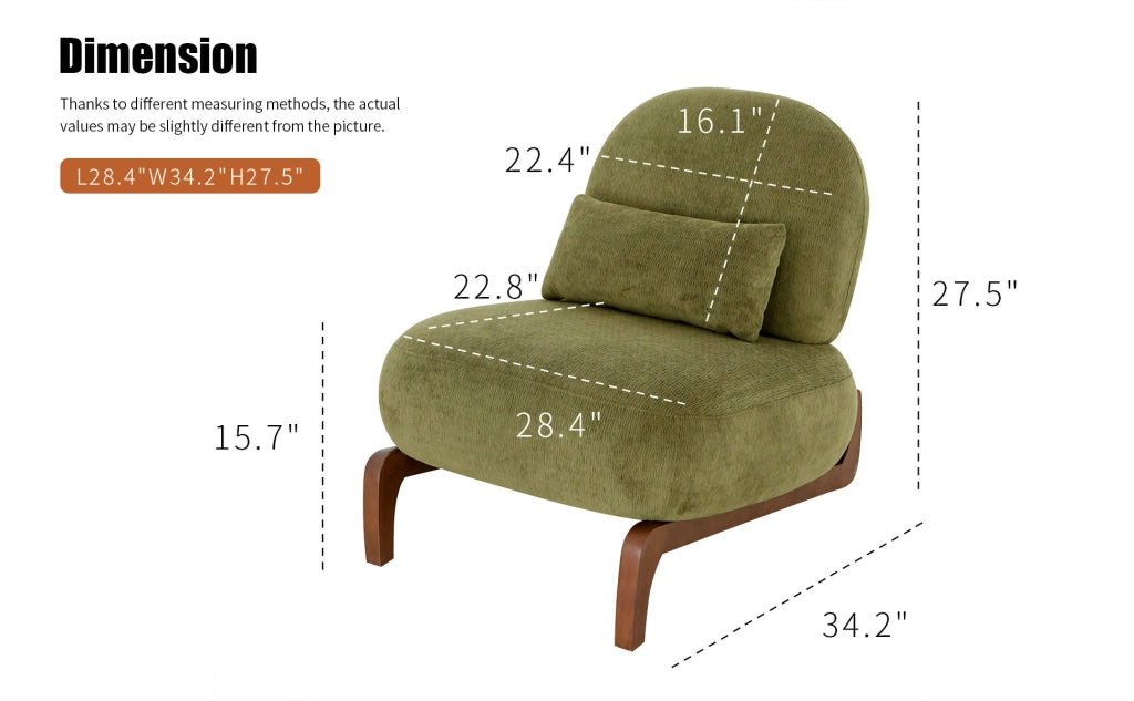 Poltrona in Velluto con Cuscino Morbido e Gambe in Legno ¨C MINIMAL ¨C Grigio