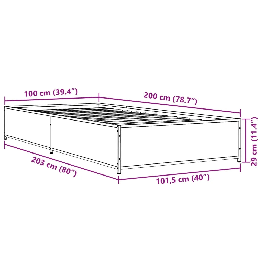 Giroletto Nero 100x200 cm in Legno Multistrato e Metallo 845106